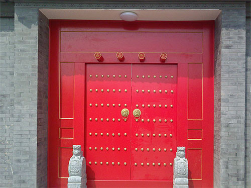 察哈尔右翼前中国传统四合院系列朱红色中式木制大门木作